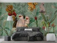 Antique tropical voyage wallpaper showing lush greenery

