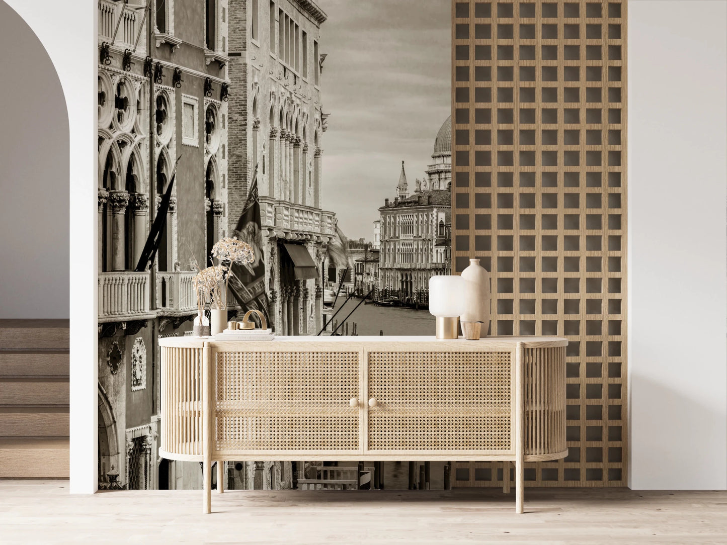 Grand Canal Wall Mural with historic skyline and soft texture, GD8754
