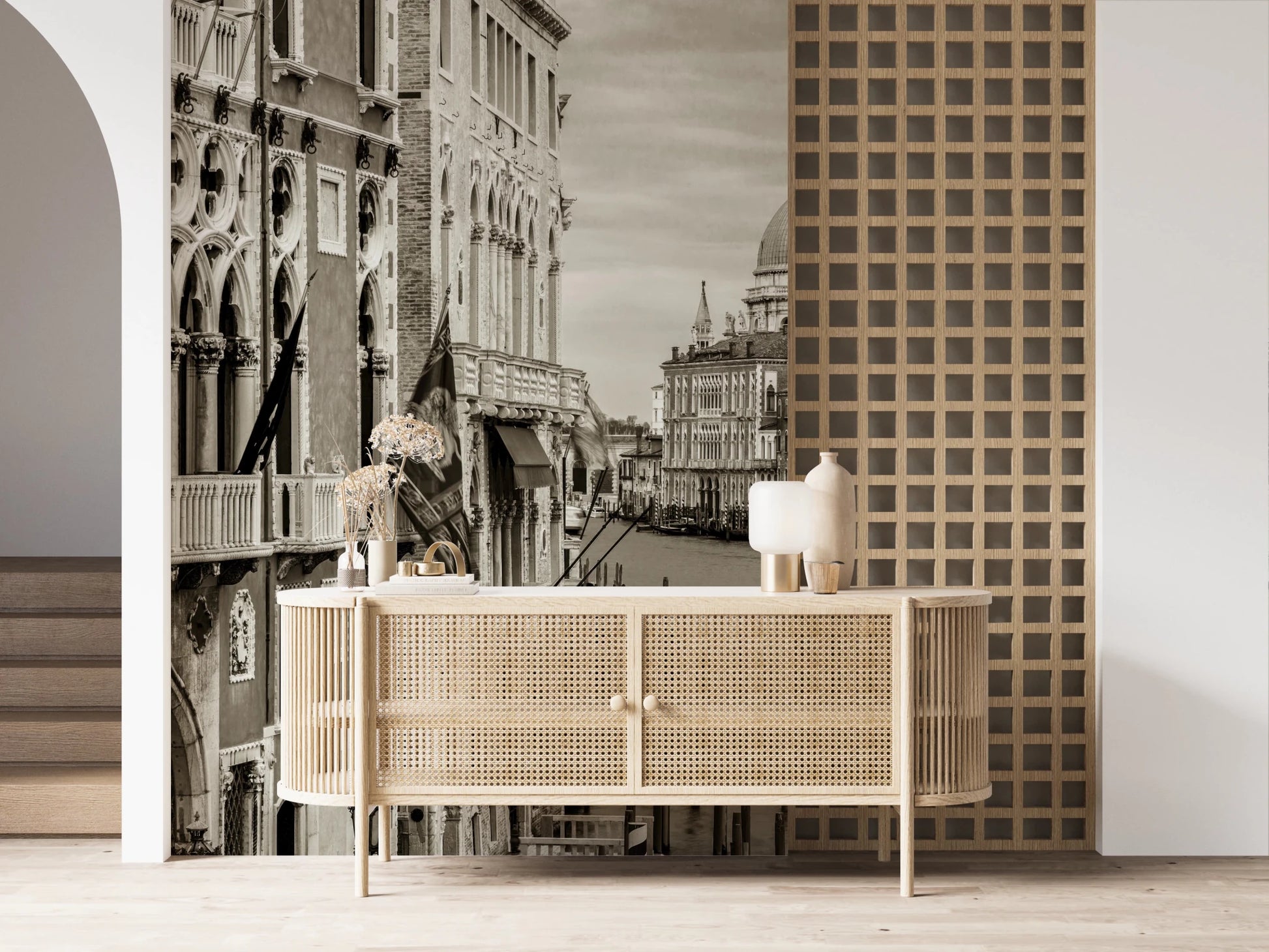 Grand Canal Wall Mural with historic skyline and soft texture, GD8754