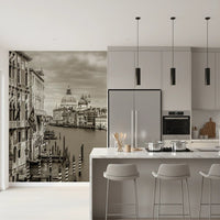 Kitchen area with Vintage Venice View Wall Mural and canal skyline, GD8754