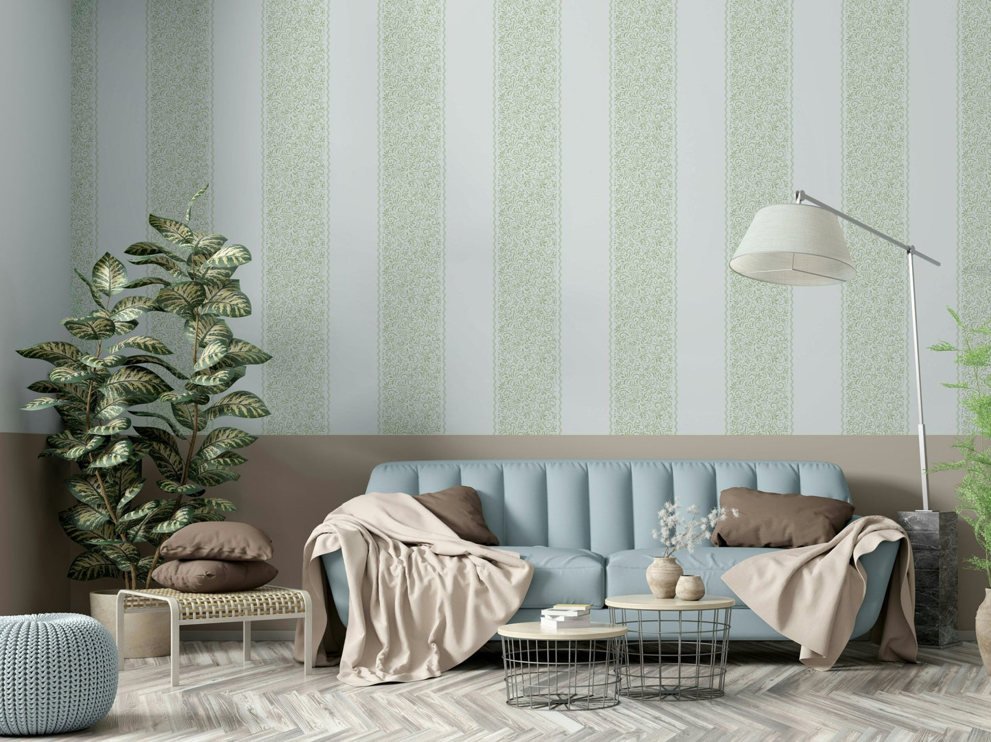 Vintage Vine Stripes Wall Mural