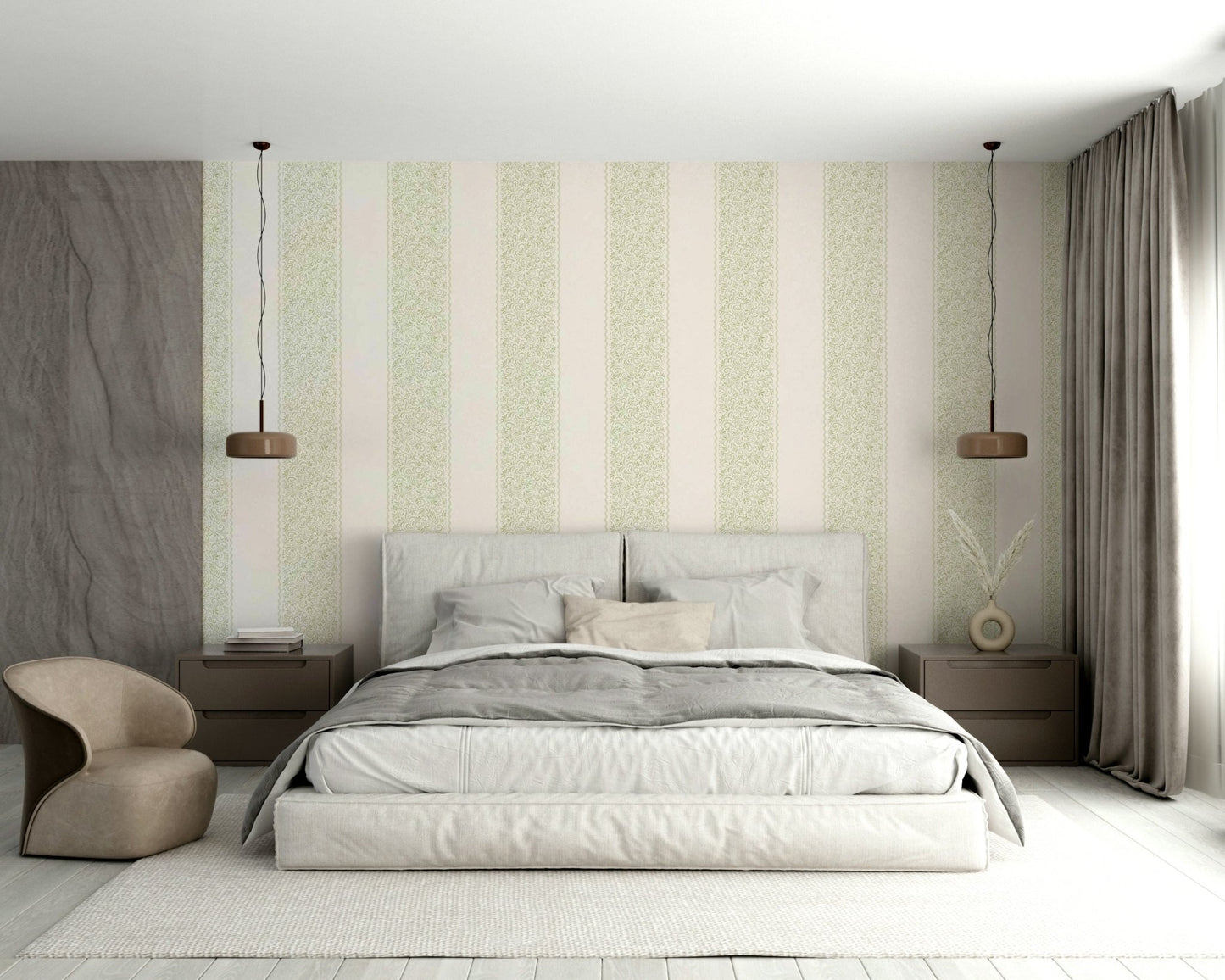 Vintage Vine Stripes Wall Mural