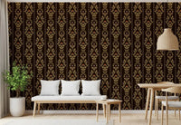 Vintage Vine Wallpaper adding depth to a dining nook with slim pendant lights