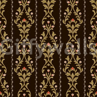 Elegant Vintage Vine Wallpaper pattern with scrolling leaves and delicate bloom accents