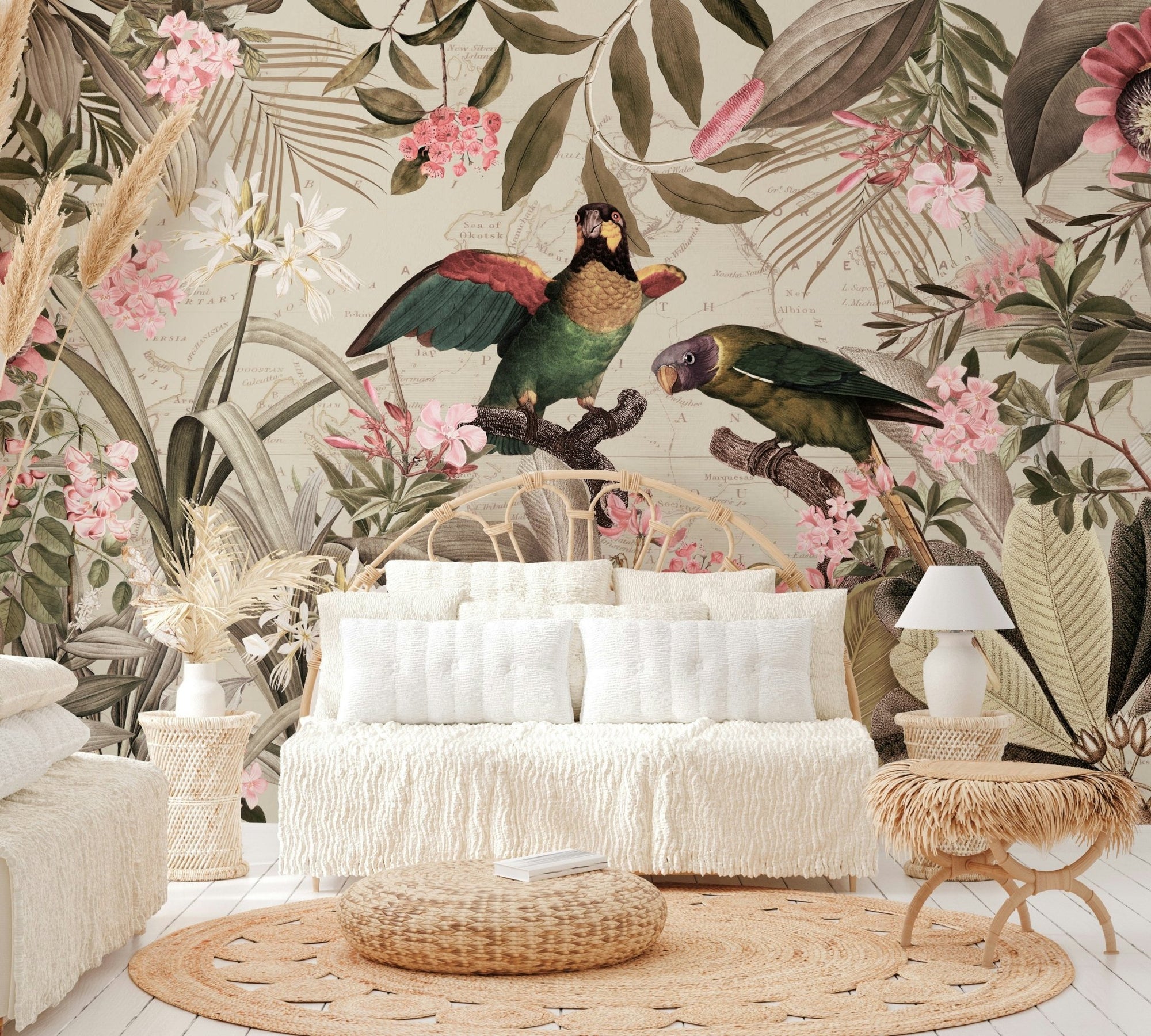Vintage voyage tropical rainforest mural, GD1186