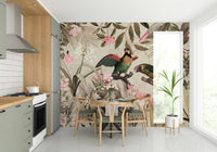 Tropical rainforest vintage wallpaper mural