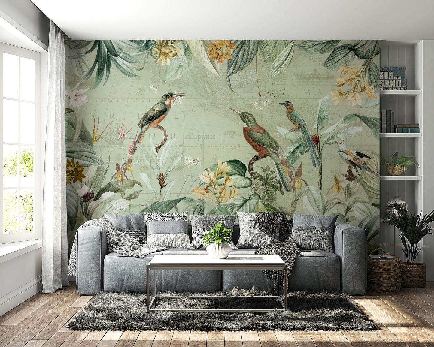 Lush tropical greenery wall art for rooms.

