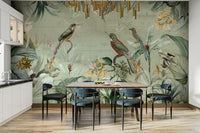 Timeless tropical jungle wall mural design.

