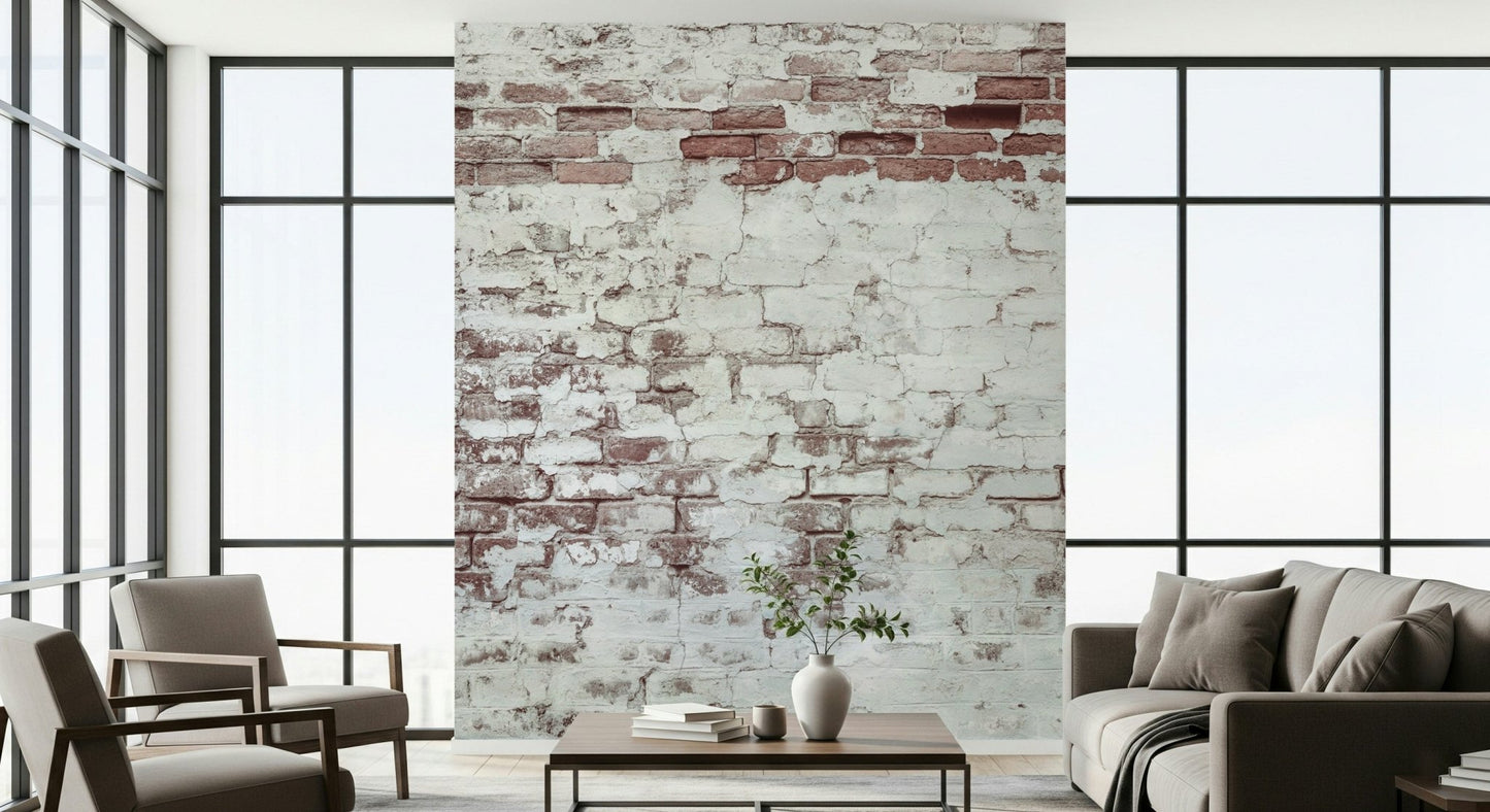 Applying the easy-to-use peel and stick brick texture wallpaper., GD6099