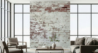 Applying the easy-to-use peel and stick brick texture wallpaper., GD6099