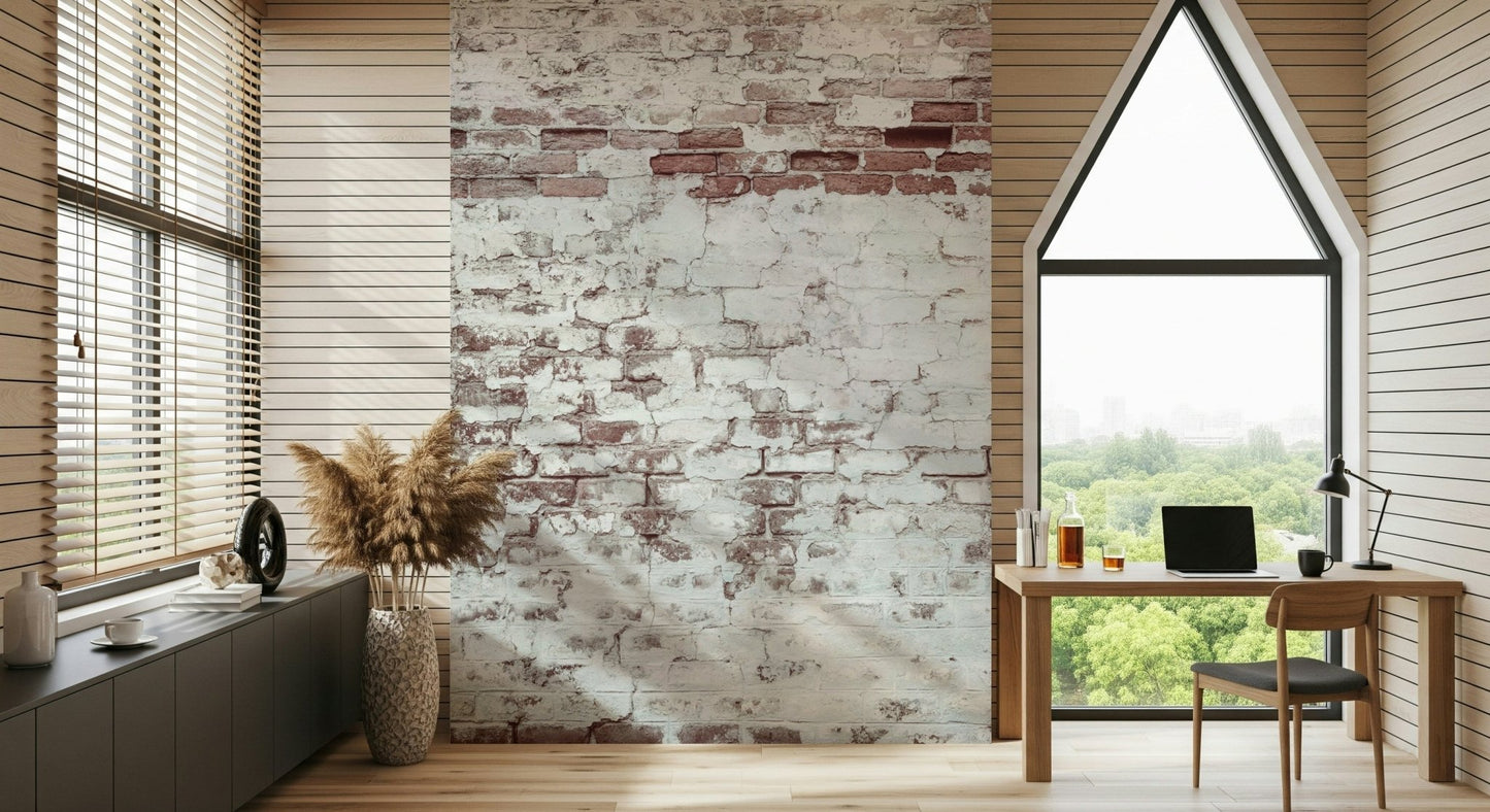 Dining room showcasing the stylish loft-look brick wallpaper mural., GD6099