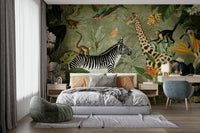 Captivating vintage jungle mural for living room walls, GD1167