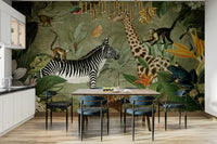Vintage jungle wallpaper mural featuring wild leaves, GD1167
