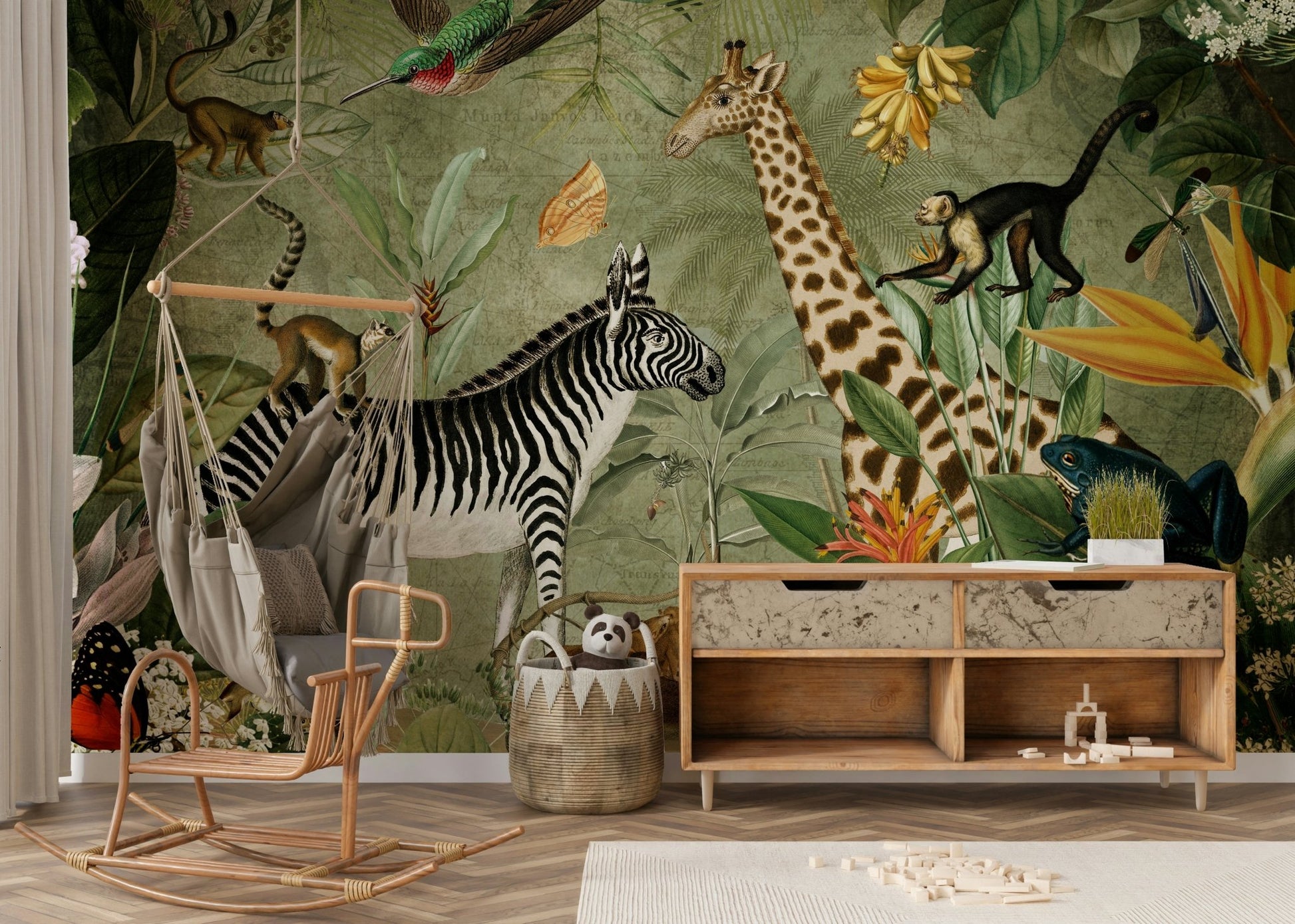 Nature-inspired vintage jungle mural for home decor, GD1167
