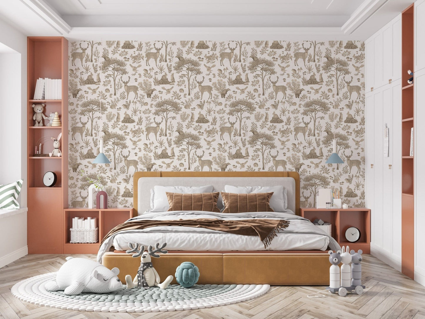 Rustic vintage forest wallpaper mural
