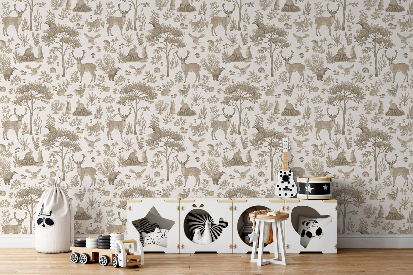 Nature-inspired wallpaper with deer
