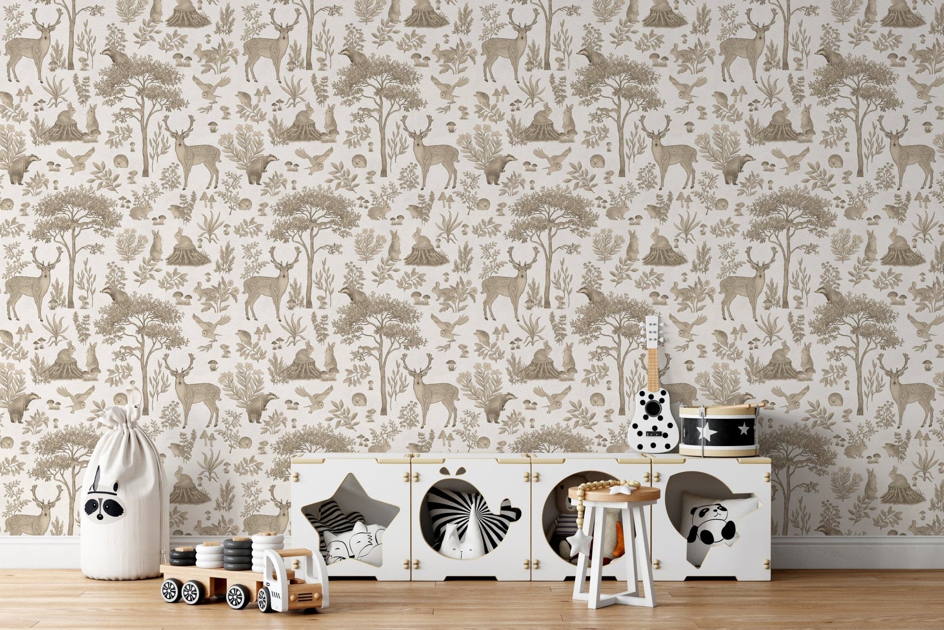 Nature-inspired wallpaper with deer
