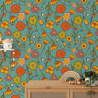 Timeless Vintage Wild Floral Blue Wallpaper art