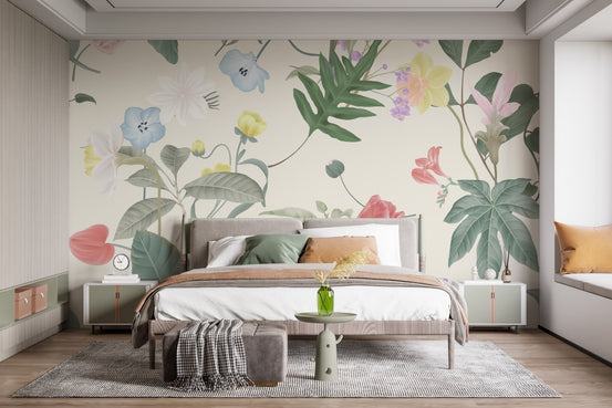 Vintage Wildflowers Peel & Stick Wallpaper Mural for Bedooms A601