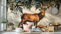 A wall mural of a stag deer in a woodland forest. GD3494

