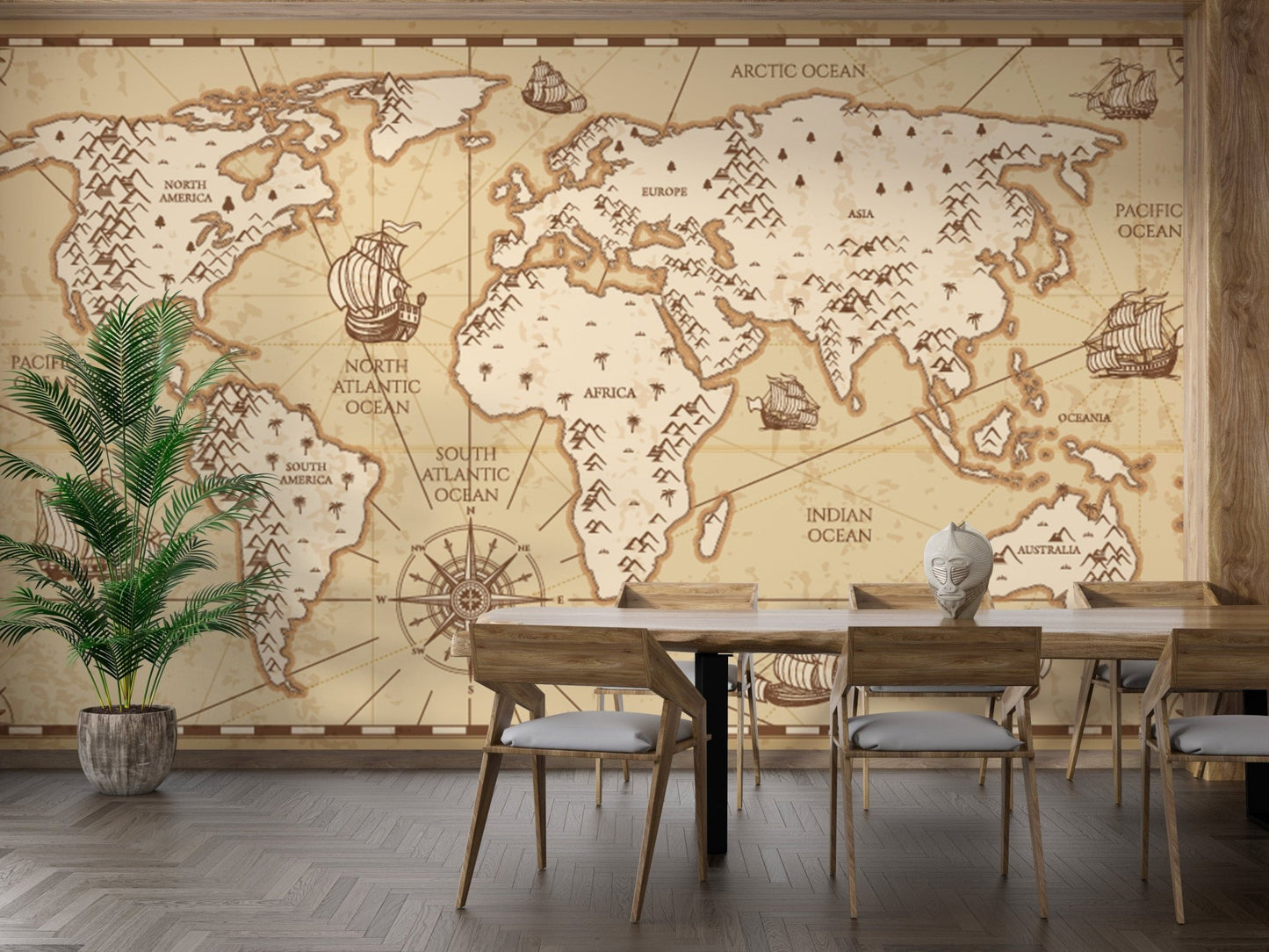 Classic vintage map-inspired wallpaper
