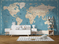 Vintage World Map Wallpaper Mural - Giffywalls Map-15