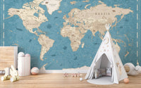 Vintage World Map Wallpaper Mural - Giffywalls Map-15