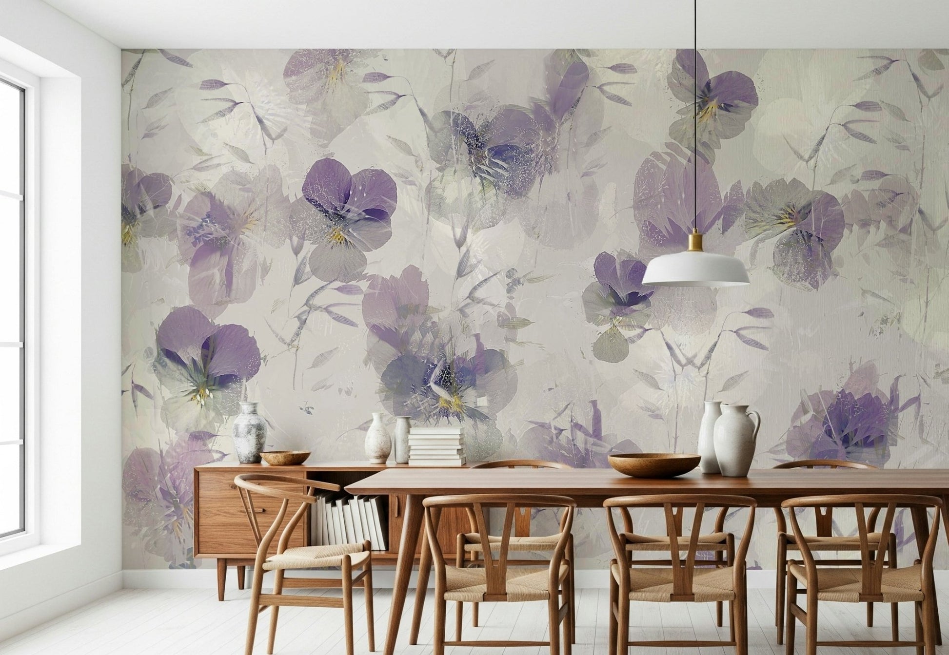 A serene subtle flower wall mural for your decor.

