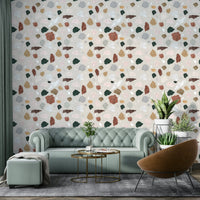 Vintage-style wallpaper with artistic line drawings


