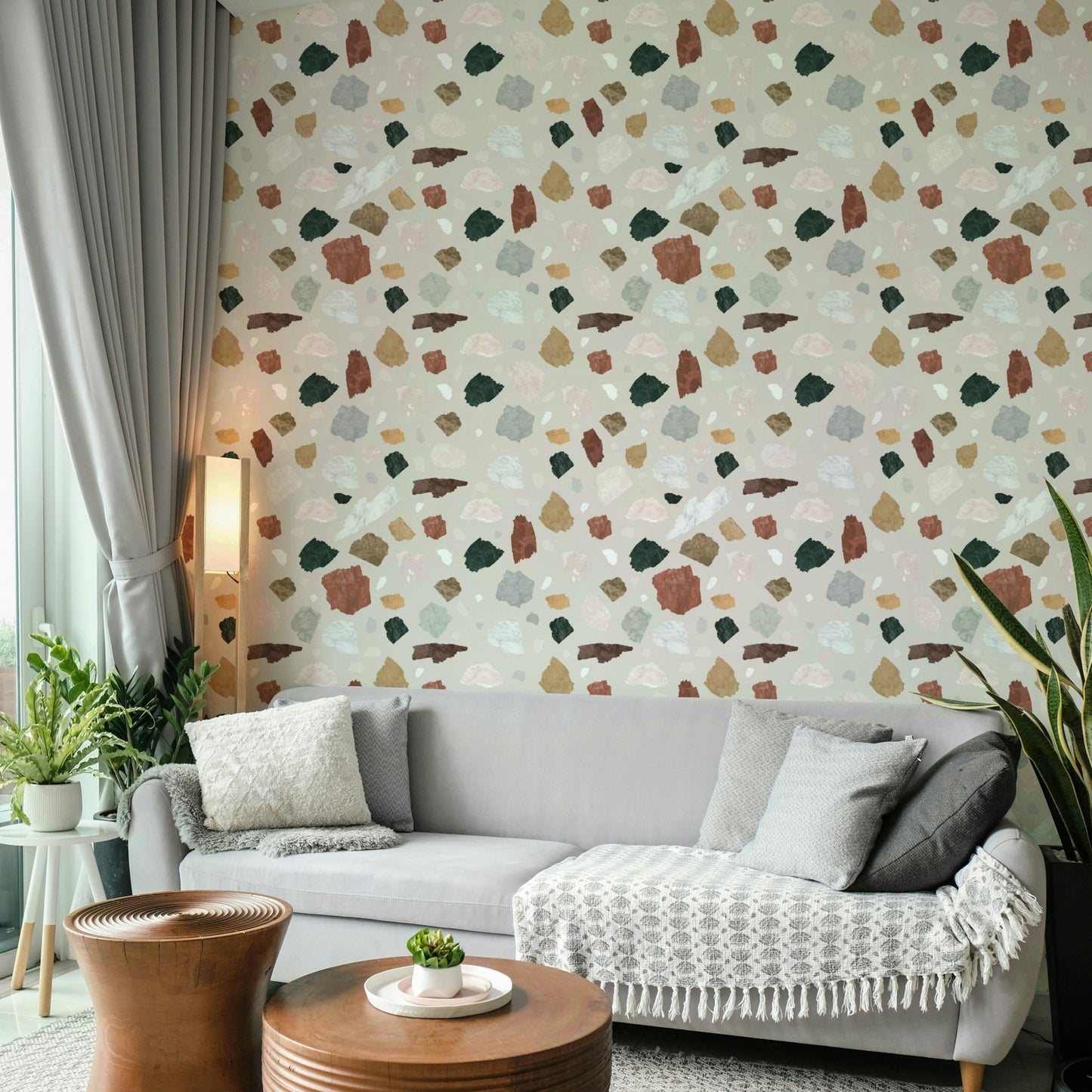 Vitruvio-inspired wallpaper with geometric structure


