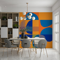Bright color block arrangement of the Vivid Geometry Wall Mural surface pattern.