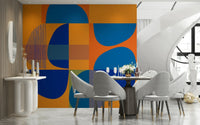 Light accentuating the textured colors of the Vivid Geometry Wall Mural design.