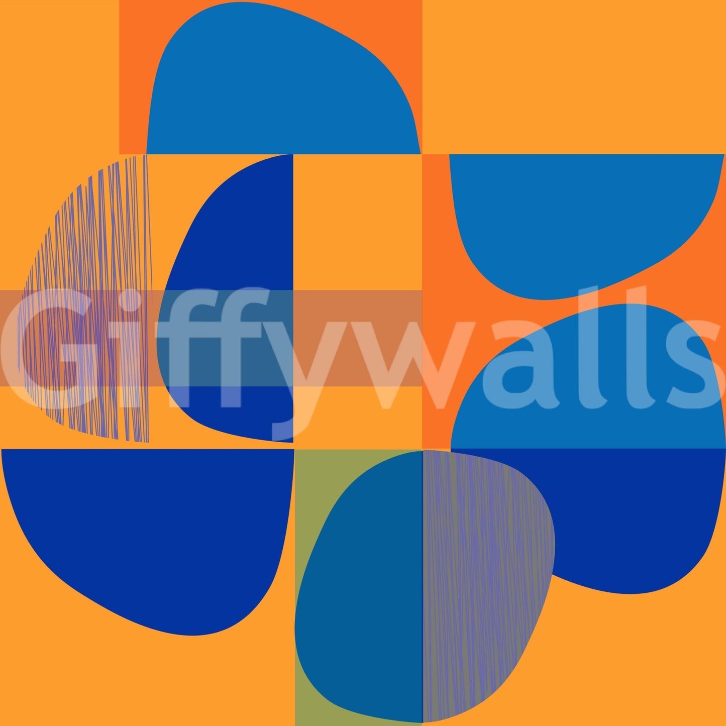 Dynamic abstract shapes across the entire Vivid Geometry Wall Mural pattern.