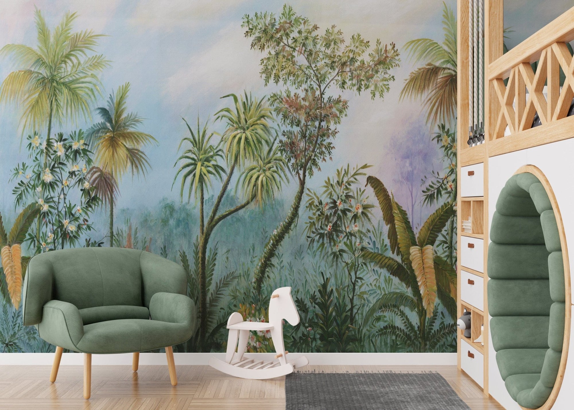 Vivid green forest trees wallpaper mural
A371