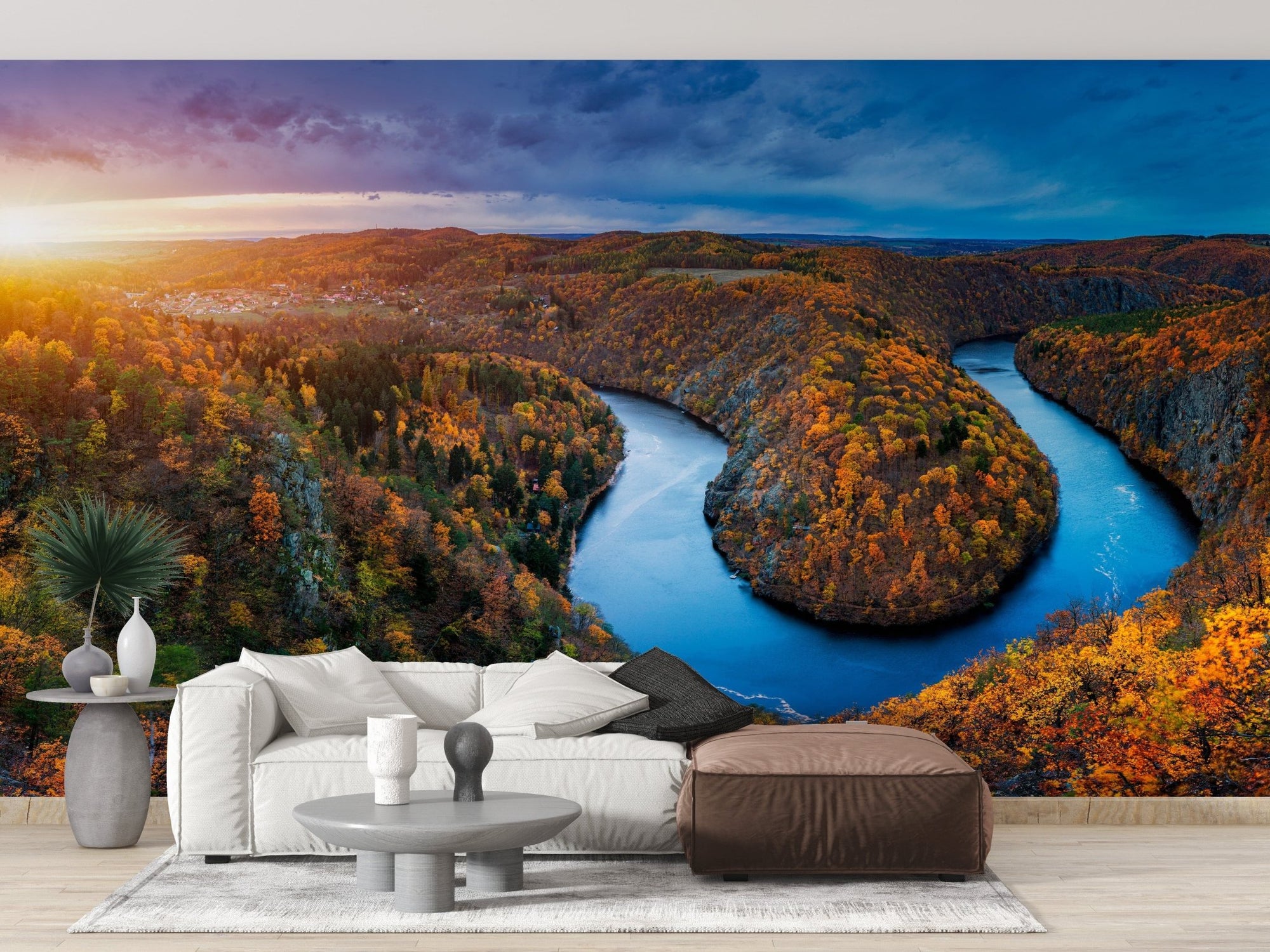 Vltava River Autumn Forest Wallpaper Mural, A158