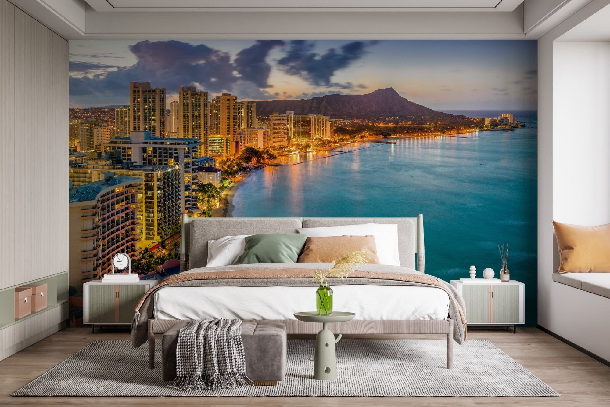 Tropical Waikiki Beach Hawaii wallpaper for serene vibes, B273