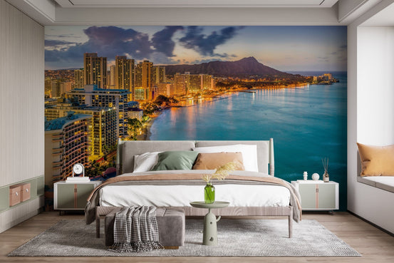 Tropical Waikiki Beach Hawaii wallpaper for serene vibes, B273