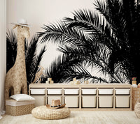 A calming modern design wallpaper mural that defines a space.

