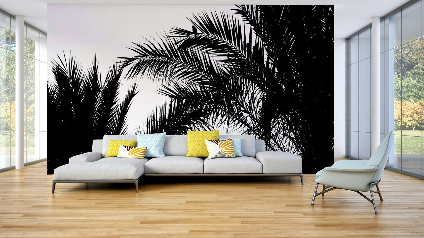 A beautiful serene landscape wallpaper mural for a modern room.

