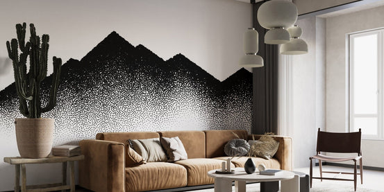 Serene mountain wave dots wallpaper A948