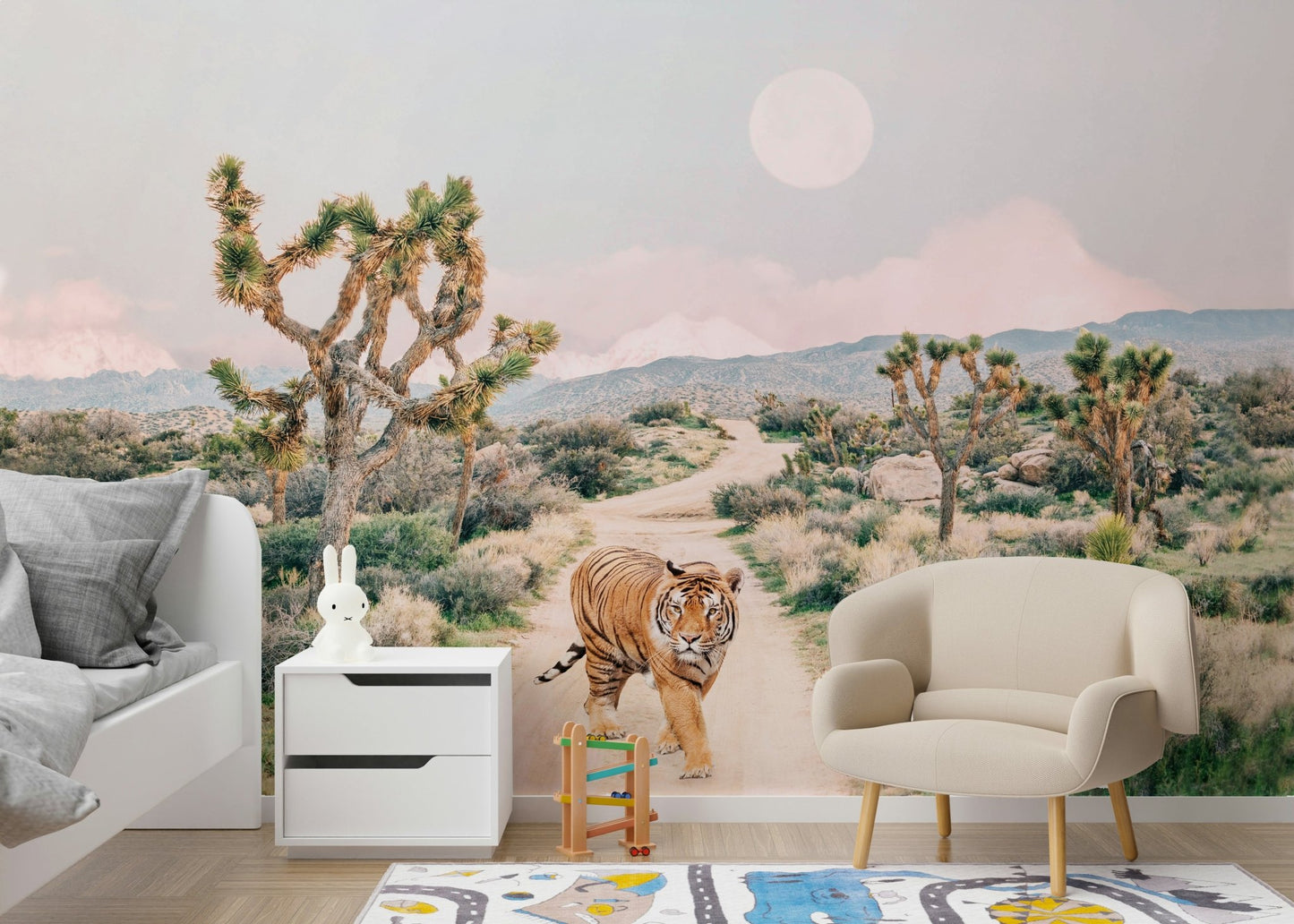 Tiger walking, resting, or observing.

