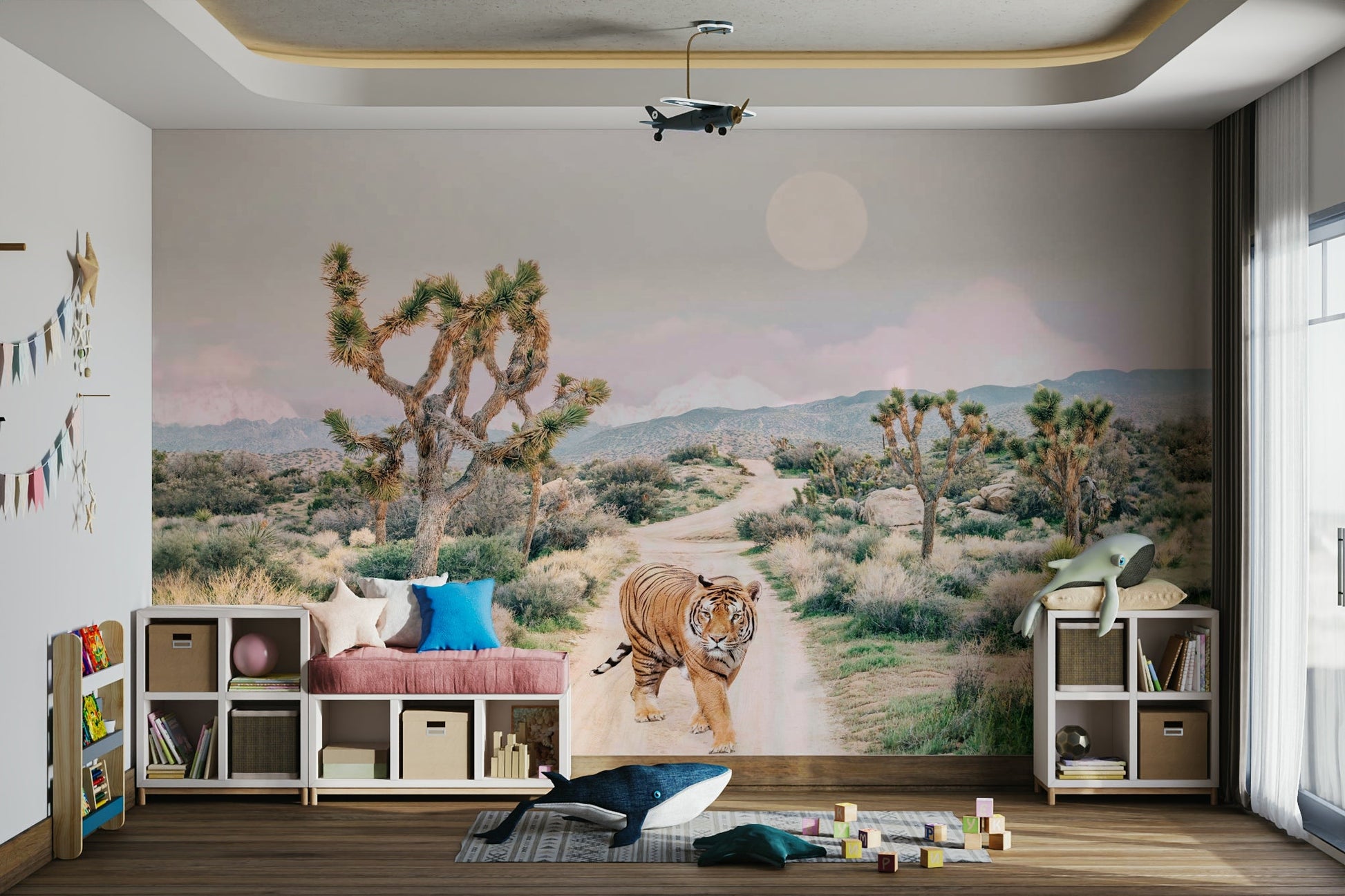 Rich colors of tiger fur and natural surroundings.

