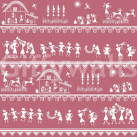 Traditional Warli folk mural designed for interior wall décor