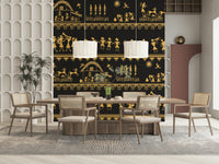 Warli wisdom mural with symbolic village scenes and cultural motifs