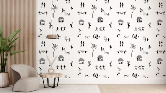 Warli Wonders Collection Mural Wallpaper art