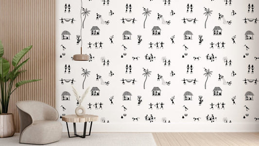 Warli Wonders Collection Mural Wallpaper art