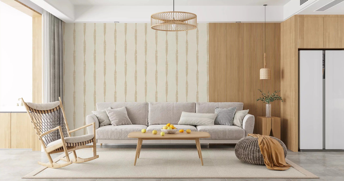 Creamy beige textured wallpaper with distressed stripe design, GD9616