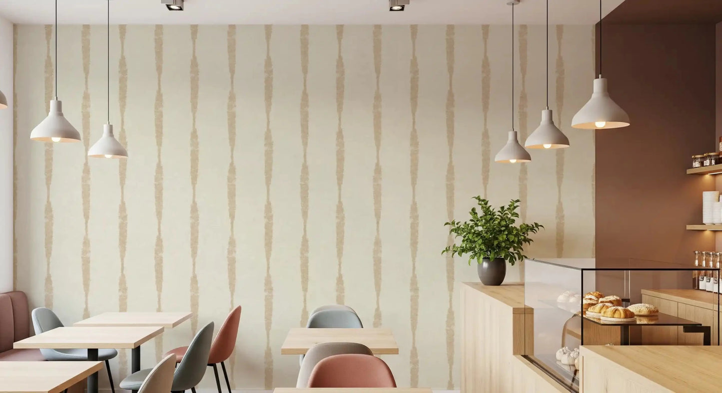 Warm beige distressed stripe wallpaper for drawing room, GD9616