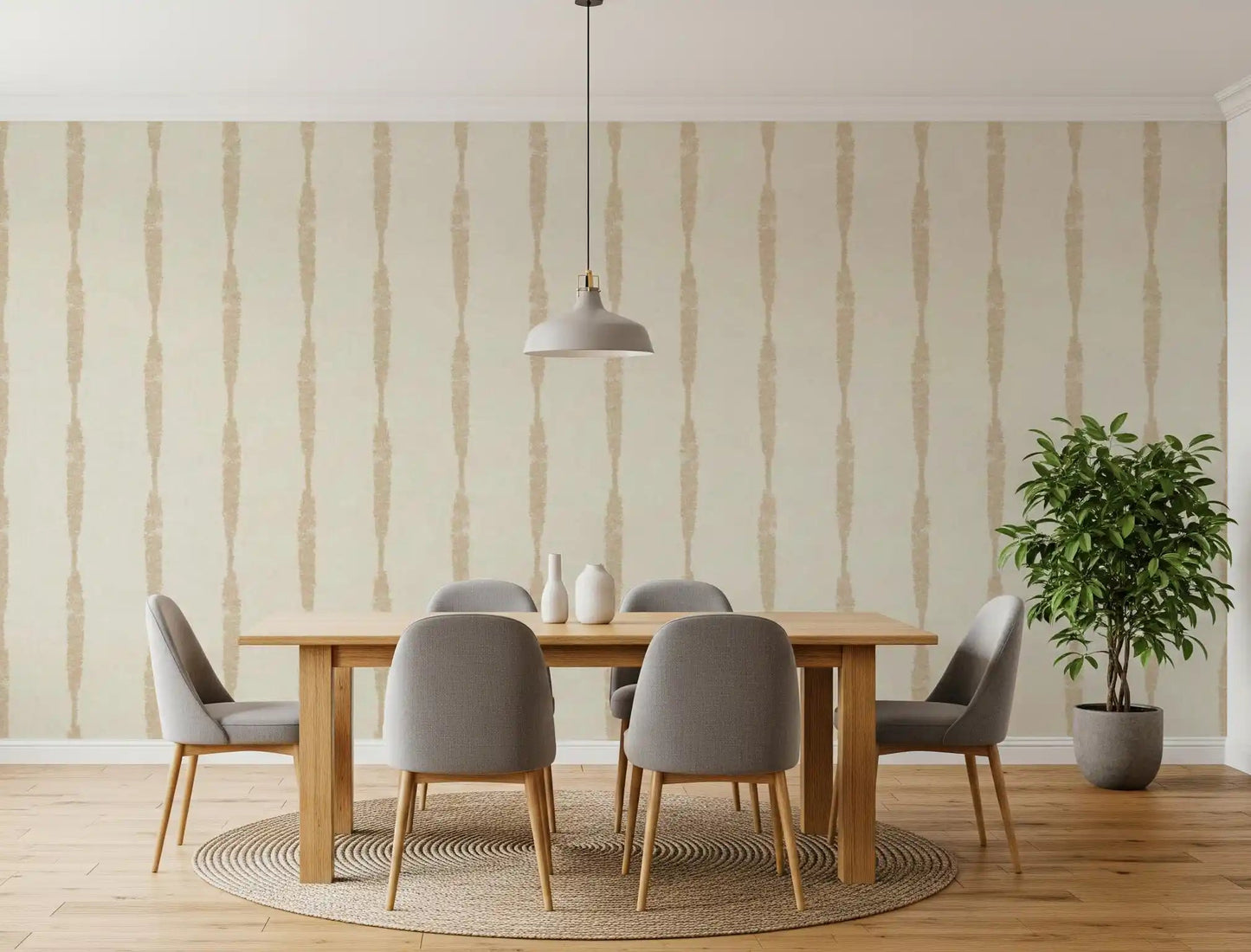 Tone-on-tone beige stripe wallpaper for accent wall, GD9616