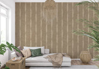 Lounge takes on quiet depth with Warm Beige Distressed Stripes on Khaki wallpaper.GD9617